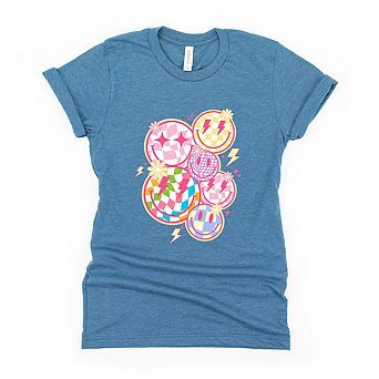 Colorful Checkered Smiley Face Toddler Short Sleeve Graphic Tee