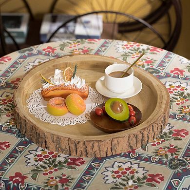 Wood Tree Bark Indented Display Tray Serving Plate Platter Charger