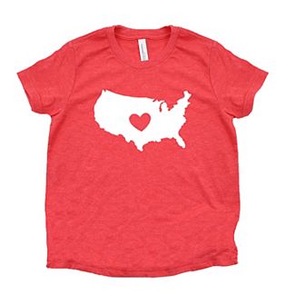Usa Heart Outline Toddler Short Sleeve Graphic Tee