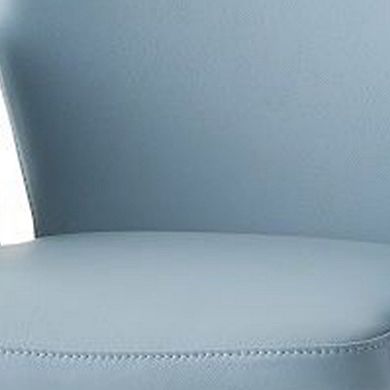 24 Inch Swivel Side Chair, Light Blue Leather Upholstery, Black Legs