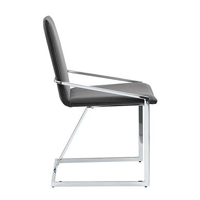 23 Inch Side Dining Chair Set Of 2, Gray Velvet, Modern Chrome Metal Base