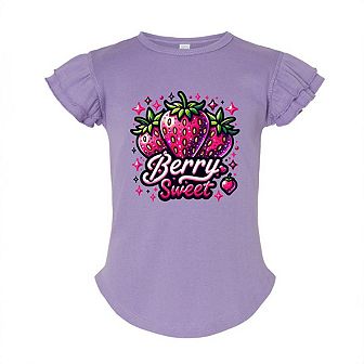 Berry Sweet Strawberry Toddler Flutter Sleeve Graphic Tee