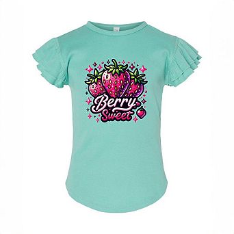 Berry Sweet Strawberry Toddler Flutter Sleeve Graphic Tee