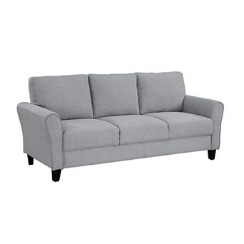 Engi 81 Inch Accent Sofa, Smooth Gray Polyester, Attached Back Cushion