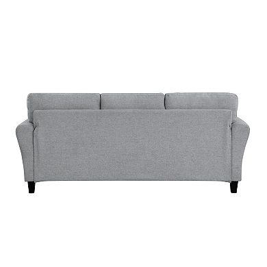 Engi 81 Inch Accent Sofa, Smooth Gray Polyester, Attached Back Cushion