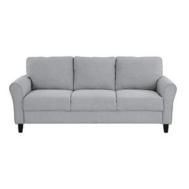 Engi 81 Inch Accent Sofa, Smooth Gray Polyester, Attached Back Cushion