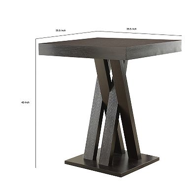 Contemporary Style Wooden Bar Table, Brown
