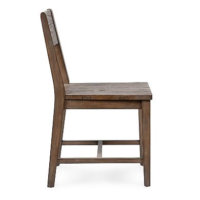 Lio 18 Inch Dining Chair Set Of 2, Armless Open Style, Brown Pine Wood