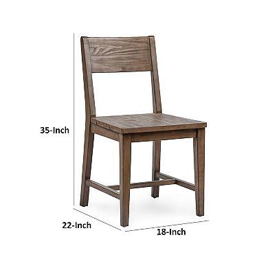 Lio 18 Inch Dining Chair Set Of 2, Armless Open Style, Brown Pine Wood