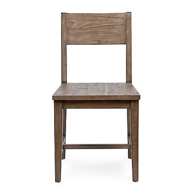 Lio 18 Inch Dining Chair Set Of 2, Armless Open Style, Brown Pine Wood