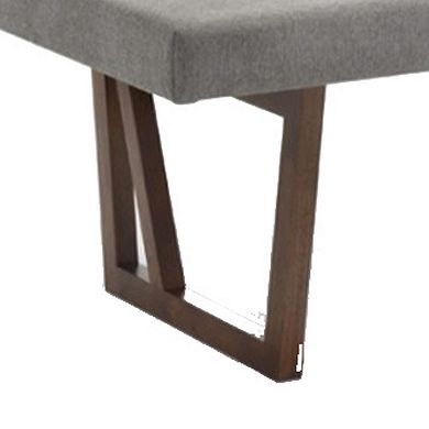 Fabric Upholstered Dining Bench with Rubber Wood Feet, Gray and Walnut Brown