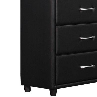 6 Drawer Dresser In Wood And PVC, Black
