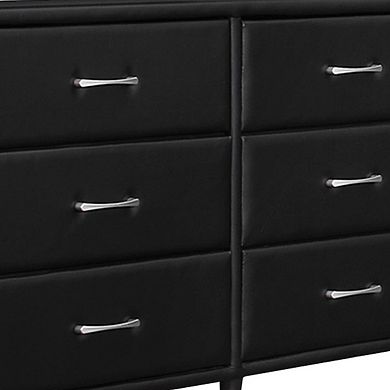 6 Drawer Dresser In Wood And PVC, Black