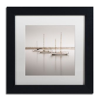 Moises Levy 'Three Boats' Matted Framed Wall Art