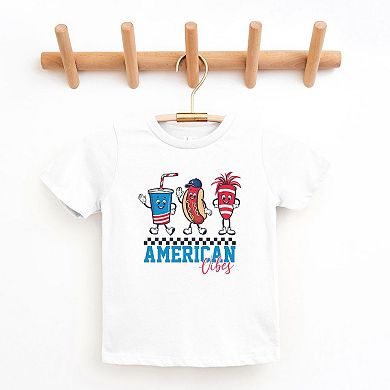 American Vibes Hot Dog Toddler Short Sleeve Graphic Tee