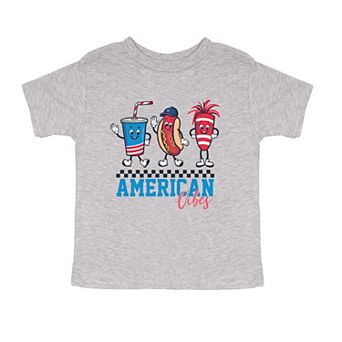 American Vibes Hot Dog Toddler Short Sleeve Graphic Tee