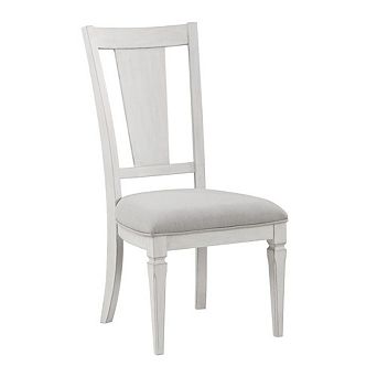 Kate 24 Inch Side Dining Chair Set Of 2, Light Gray Linen, White Wood Frame
