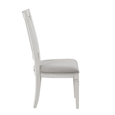 Kate 24 Inch Side Dining Chair Set Of 2, Light Gray Linen, White Wood Frame