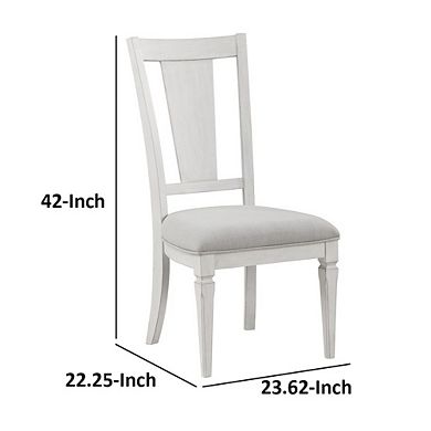 Kate 24 Inch Side Dining Chair Set Of 2, Light Gray Linen, White Wood Frame