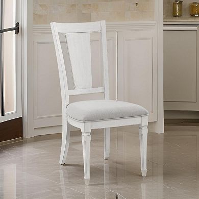 Kate 24 Inch Side Dining Chair Set Of 2, Light Gray Linen, White Wood Frame