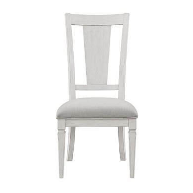 Kate 24 Inch Side Dining Chair Set Of 2, Light Gray Linen, White Wood Frame