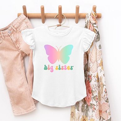 Big Sister Butterfly Toddler Flutter Sleeve Graphic Tee