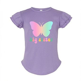 Big Sister Butterfly Toddler Flutter Sleeve Graphic Tee