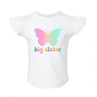 Big Sister Butterfly Toddler Flutter Sleeve Graphic Tee