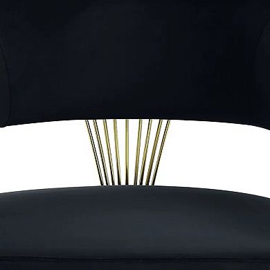 Verie 22 Inch Side Dining Chair, Gold Base, Padded Black Velvet