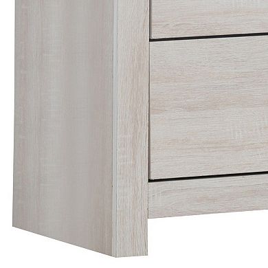 Chest with 5 Drawers and Metal Bar Pulls, White
