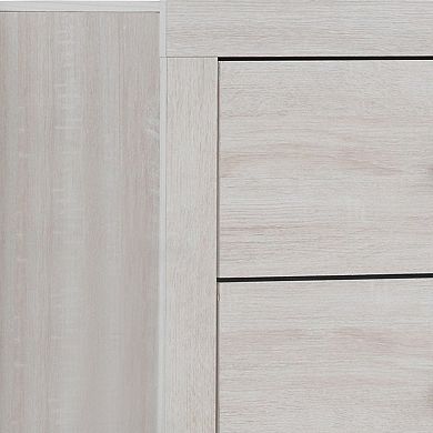 Chest with 5 Drawers and Metal Bar Pulls, White
