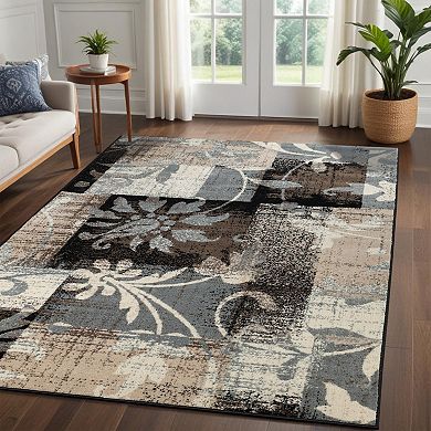 SUPERIOR Contemporary Floral Patchwork Rug
