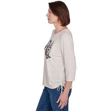 Petite Alfred Dunner Festive Poodle Drawstring Top