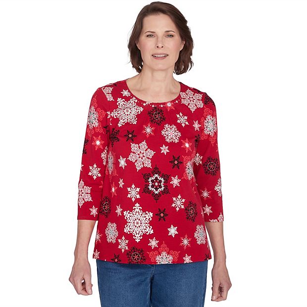 Petite Alfred Dunner Classic Snowflake Infused Top