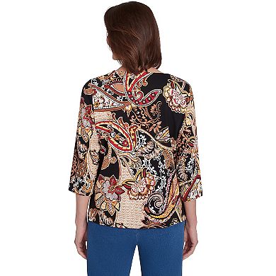 Women's Alfred Dunner Braided Neck Paisley Tee