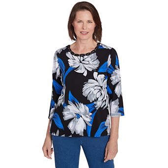 Petite Alfred Dunner Brushstroke Print Tee