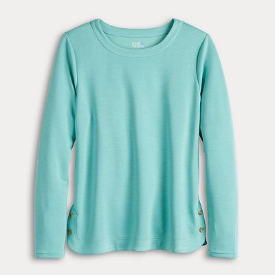 Petite Croft Barrow Round Neck Button Hem Sweatshirt