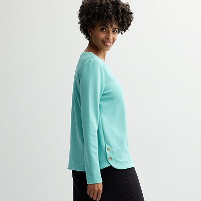 Petite Croft Barrow Round Neck Button Hem Sweatshirt