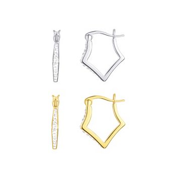 Chrystina Crystal Geometric Hoop Earrings Set