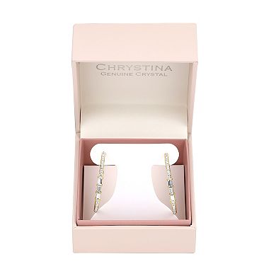 Chrystina Crystal Baguette Hoop Earrings