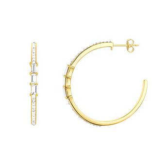Chrystina Crystal Baguette Hoop Earrings