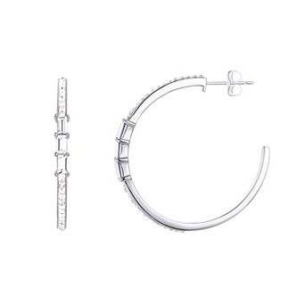 Chrystina Crystal Baguette Hoop Earrings