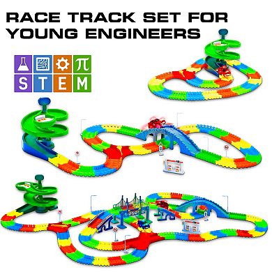 STEM Glow In The Dark Trax Race Tracks & Two LED Toy Cars 360-piece Set