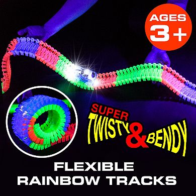 STEM Glow In The Dark Trax Race Tracks & Two LED Toy Cars 360-piece Set