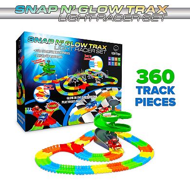 STEM Glow In The Dark Trax Race Tracks & Two LED Toy Cars 360-piece Set