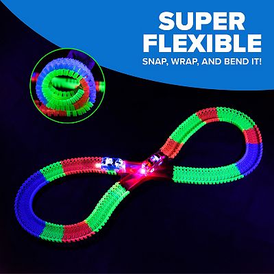 STEM Glow In The Dark Trax Race Tracks & Two LED Toy Cars 360