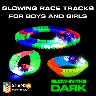 STEM Glow In The Dark Trax Race Tracks & Two LED Toy Cars 360-piece Set