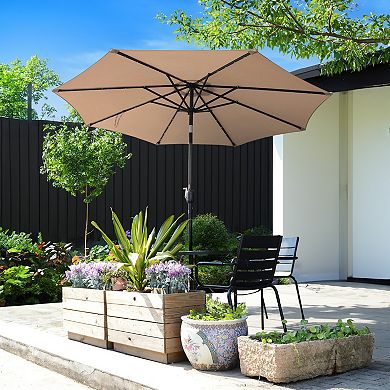 Villacera 9-ft Auto Tilt Outdoor Patio Umbrella with 32-LED Solar Lights