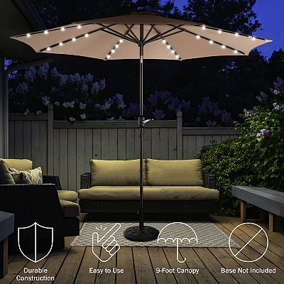 hd desighns 9 foot patio umbrella 9-Foot Outdoor -Hexagonal Basic Push-Tilt and protected all summer long Villacera 9 ft. LED Lighted