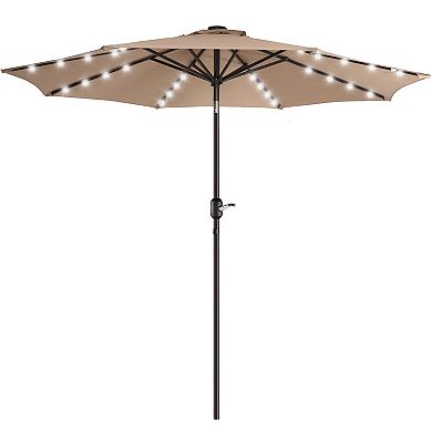 Villacera 9-ft Auto Tilt Outdoor Patio Umbrella with 32-LED Solar Lights